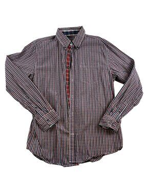 Vintage Old Navy Mens Shirt Large Plaid Button-Up Reversible Cuff 100% Cotton